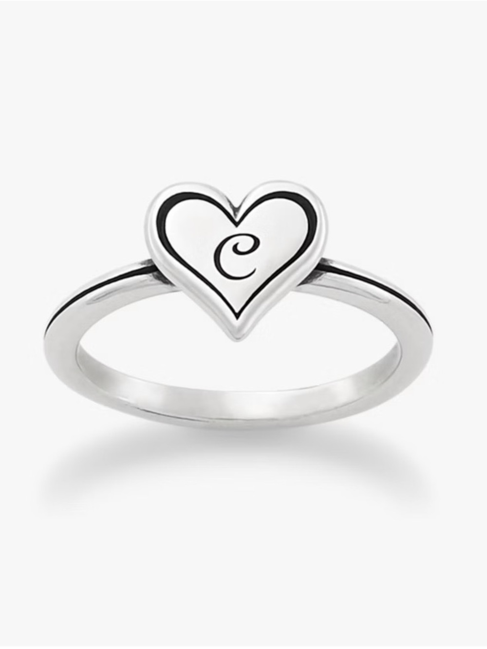 James Avery Sterling Silver Heart Initial C Ring - Silver